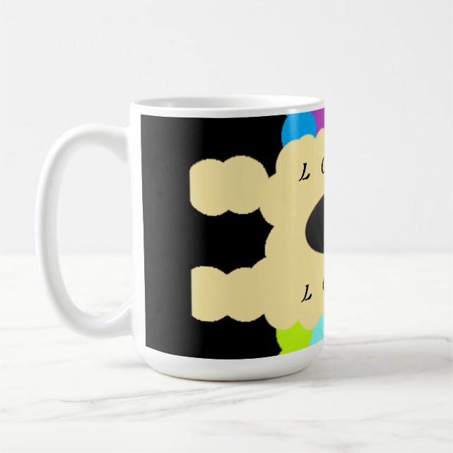 Jigszawa mönster art blandade färg på svart kaffemugg (Vänster)