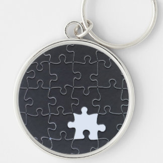 Jigszawa Puzzle Biet svart saknas Rund Silverfärgad Nyckelring