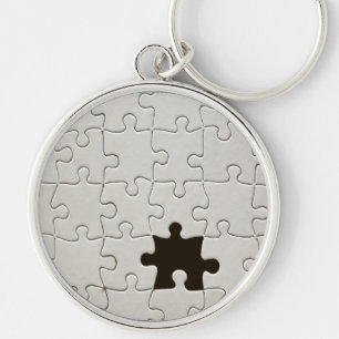 Jigszawa Puzzle Biet White saknas Rund Silverfärgad Nyckelring