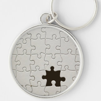 Jigszawa Puzzle Biet White saknas Rund Silverfärgad Nyckelring