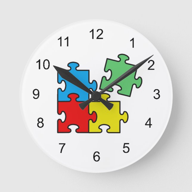 Jigszle Puzzle Biet Clock Rund Klocka (Framsida)