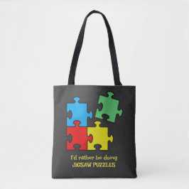Jigszle Puzzle Biet Tote Bag Tygkasse