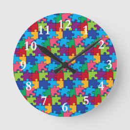 Jigszle Puzzle Biet Wall Clock Rund Klocka