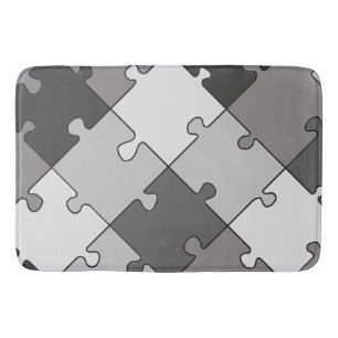 Jigszle Puzzle Diagonal Graphical Grått Tones Badrumsmatta