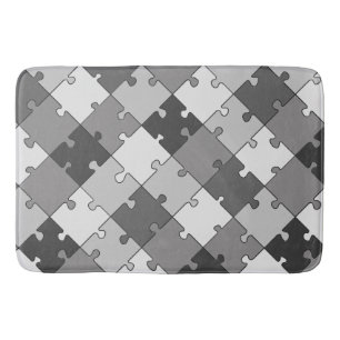 Jigszle Puzzle Diagonal Graphical Grått Tones Badrumsmatta