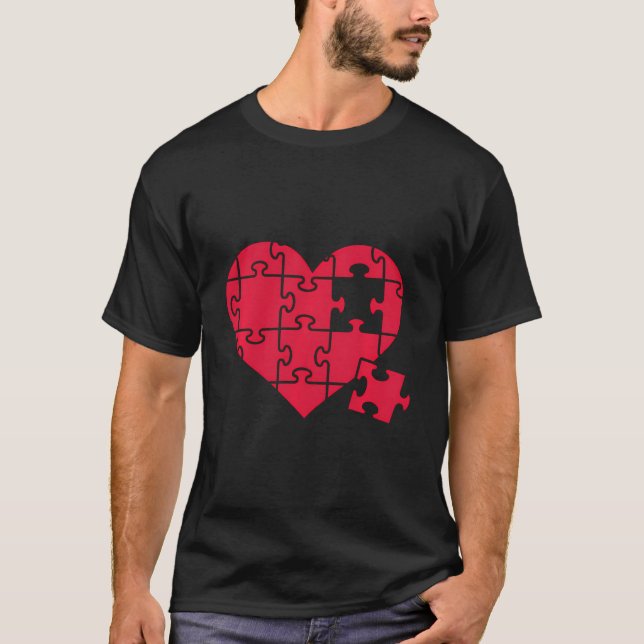 Jigszle Puzzle Heart T Shirt (Framsida)