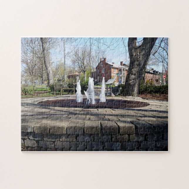 Jigszle Puzzle - Kingston Ontario Park Fontän Pussel (Horisontell)