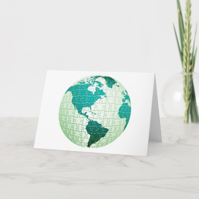 Jigszle Puzzle World Greeting Card Kort (Framsida)