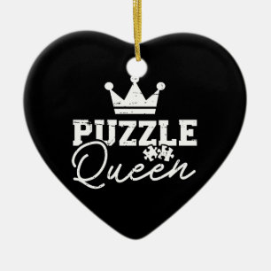 Jigszons puzzle drottning julgransprydnad keramik