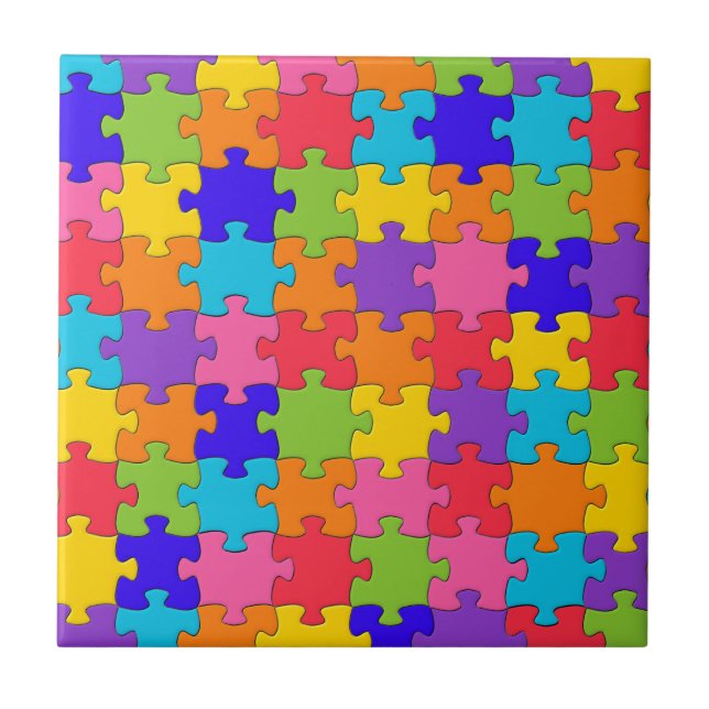 Jigszons Puzzle mönster - Multifärgaden Delarare Kakelplatta (Framsidan)