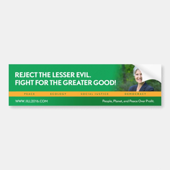 Jill Stein för president-/Miljöpartietbildekal Bildekal (Framsidan)