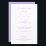 Jillian Lilac Classic Bröllop Menu<br><div class="desc">Klassiska menyer i stil bröllop med en enkel men elegant design med seriösa typsnitt och manus.</div>