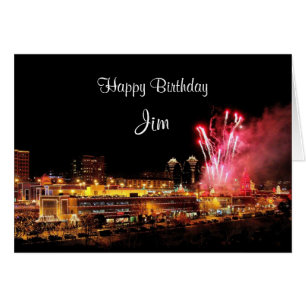 Jim Birthday Fireworks Kansas City Plaza Ljus Hälsningskort