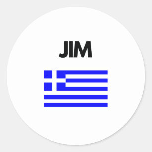 Jim Grekiska Namn med grekisk Flagga Runt Klistermärke
