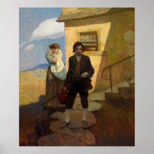 Jim Hawkins lövs hem av Newell Convers Wyeth Poster
