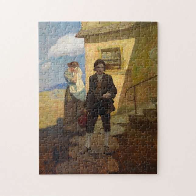 Jim Hawkins lövs hem av Newell Convers Wyeth Pussel (Vertikal)