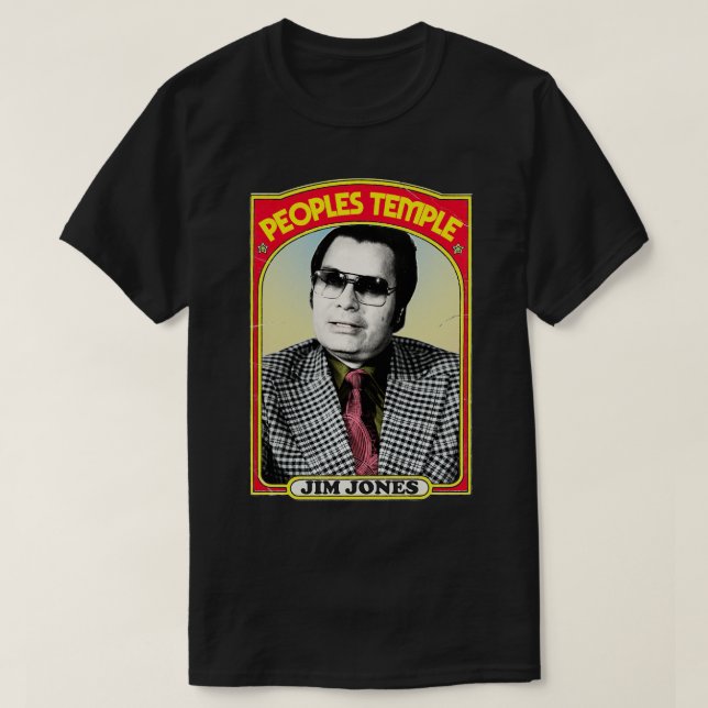 Jim Jones Peoples Temple Retro Stil Fläkt Art Desi T Shirt (Design framsida)