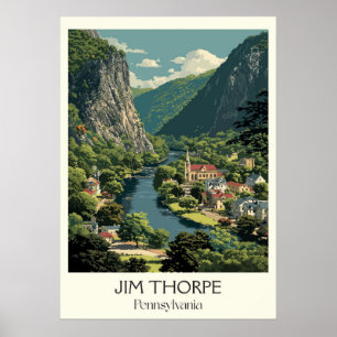 Jim Thorpe Pennsylvania Vintage Mountain Town Art Poster