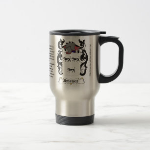 Jimenez familjvapensköld på en travel mug resemugg