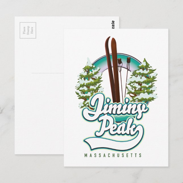 jiminy peak massachusetts skid logotyp vykort (Fram/baksida)
