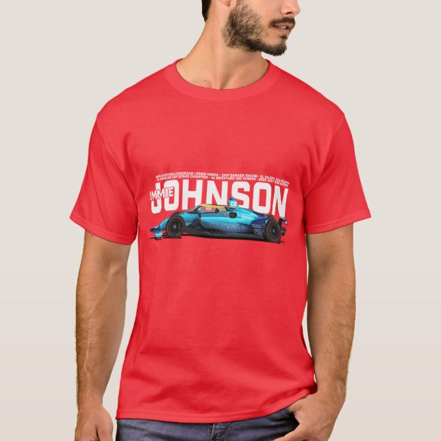 Jimmie Johnson 2022 vit på mörkblå T Shirt (Framsida)