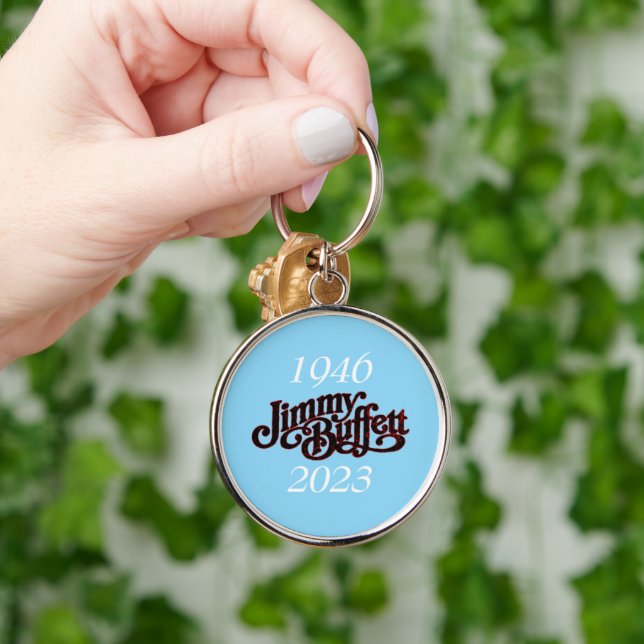 jimmy buffett rund silverfärgad nyckelring (Hand)