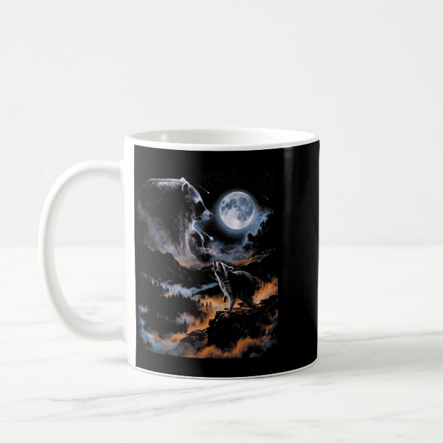 Jimothy Raccoon Howling At Moon Night Scene Meme Kaffemugg (Vänster)