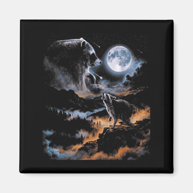 Jimothy Raccoon Howling At Moon Night Scene Meme Magnet (Framsidan)