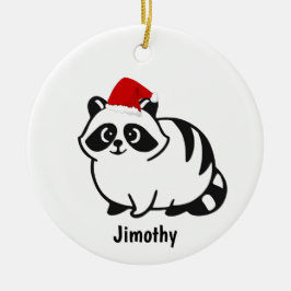 Jimothy Raccoon Trendy Vit Elefant Hemlig Tomte Julgransprydnad Keramik