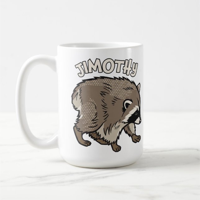 Jimothy Tvättbjörnserie Comic Style Djur Kaffemugg (Vänster)
