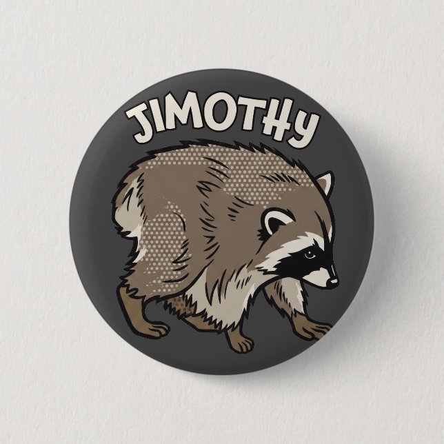 Jimothy Tvättbjörnserie Comic Style Djur Knapp (Framsida)