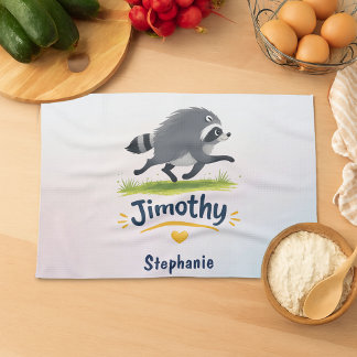 Jimothy Viral Tvättbjörn Rolig Sopträse Djurliv Kökshandduk