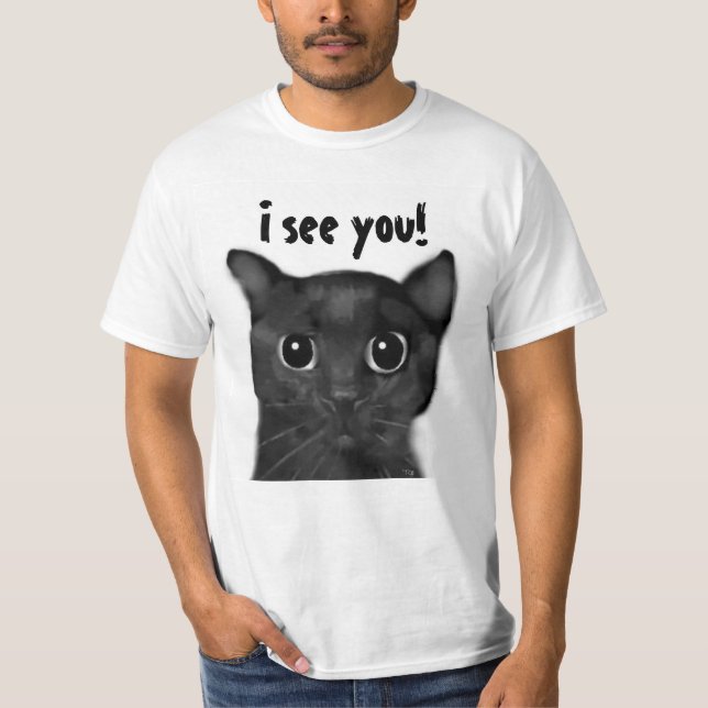 Jin-Jin svart kattskjorta T Shirt (Framsida)