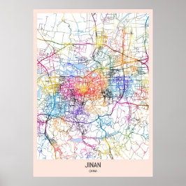 Jinan China City Karta Poster