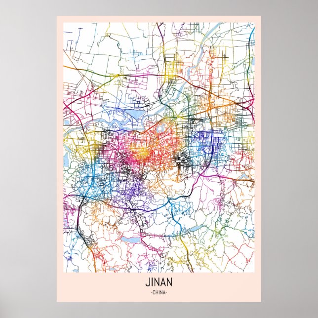 Jinan China City Karta Poster (Framsidan)
