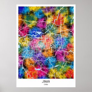 Jinan China City Karta Poster
