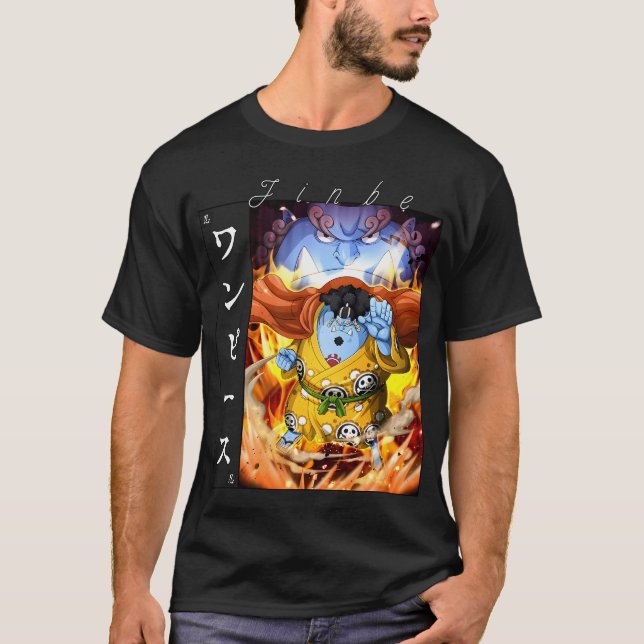 Jinbe Riddare av havet Fiskman Karate Anime Konst T Shirt (Framsida)