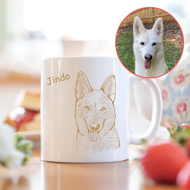 Jindo Hund Personlig Hand Teckning Kaffemugg (Skapare uppladdad)