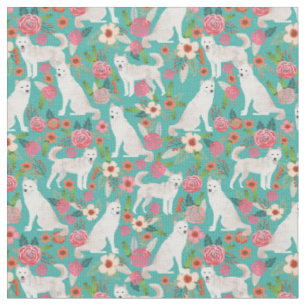 jindo hund vintage blommigt turkos tyg