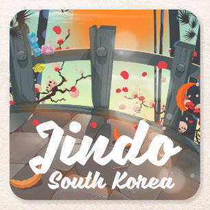 Jindo Sydkorea Underlägg Papper Kvadrat