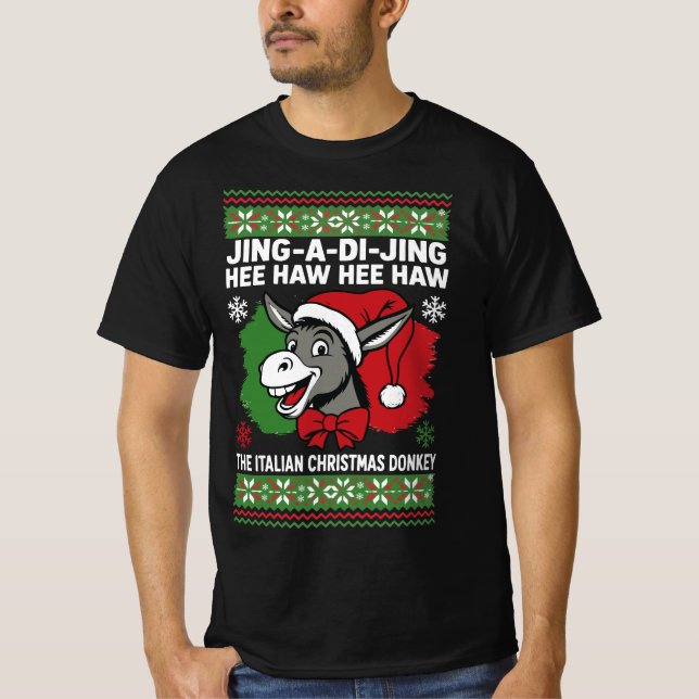 Jing a Di Jing Dominick Italian Christmas Donkey T Shirt (Framsida)