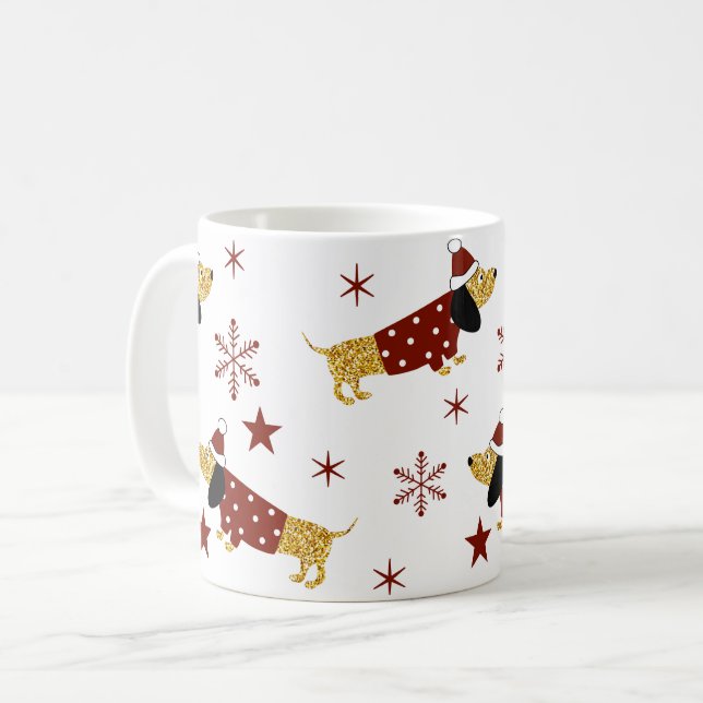 Jingle all Dachshund Way Kaffemugg (Framsida vänster)