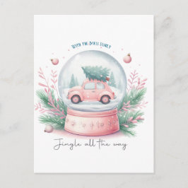 Jingle All the Way Christmas Round Pillow Vykort