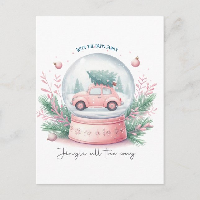 Jingle All the Way Christmas Round Pillow Vykort (Framsida)