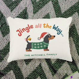Jingle All the Way Dog – Custom Holiday Family Prydnadskudde