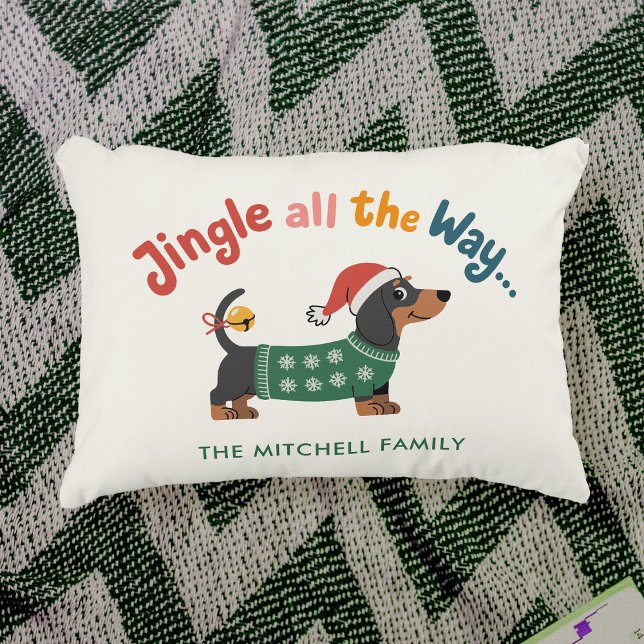 Jingle All the Way Dog – Custom Holiday Family  Prydnadskudde (Skapare uppladdad)