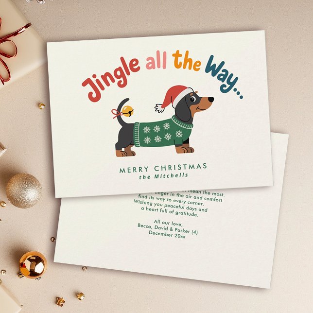 Jingle All the Way – Dog Sweater Funny Non Photo Julkort (Skapare uppladdad)
