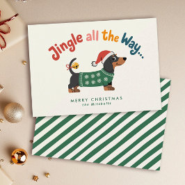 Jingle All the Way – Dog Sweater Funny Non Photo Julkort