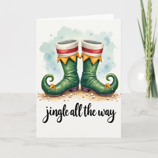 Jingle All The Way Elf Boots Card Kort (Framsida)