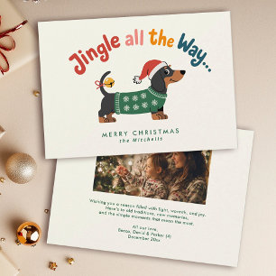 Jingle All the Way – Hundtröja Familjefoto Julkort